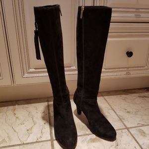 BANDOLINO BLACK SUEDE HEEL TASSLE KNEE BOOTS SZ 7